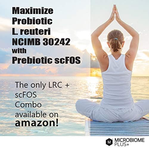 Microbiome Plus Gastrointestinal Probiotics L Reuteri NCIMB 30242 and Prebiotics scFOS, GI Digestive Supplements, Allergy Safe, Gluten-Free Probiotic Supplement for Men and Women (1 Month Supply)