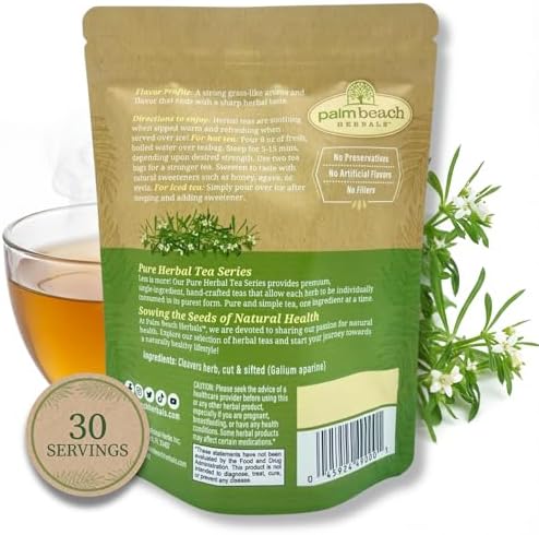 Palm Beach Medicinal Herbs - Cleavers Tea - Pure Herbal Tea Series, 30ct