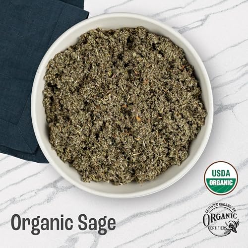 J Mac Botanicals, Organic Rubbed Sage (2 oz), Certified USDA Organic, Dried Rubbed Sage Leaf. Culinary Grade-excellent for sausage making, fresh Albanian harvest