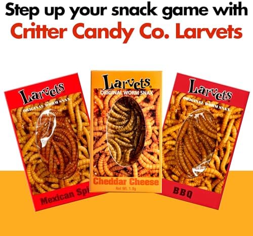 HotLix Larvets Edible Bugs (3-Pack) | Real Flavored Dried Worms in Mexican Cheese, Cheddar Cheese & BBQ | Flavored Edible Larvae | Weird Snacks for Adults | Snack Food Gifts for Any Occasions