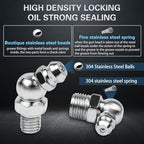 60Pcs Grease Fittings Kit, 1/4 & 1/8 Inch BSP Grease Zerk Fittings Assortment with 90 Degree, 45 Degree, and Straight Angle for Automotive, Tractors, and Industrial Machinery