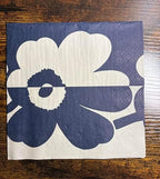 IHR Ideal Home Range Cocktail Napkins Marimekko Disposable 3-Ply Paper Party Napkin Pack, 5" x 5", Suur Unikko Linen Blue, 20-Count