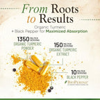 Turmeric Curcumin Supplement 1500mg - Organic Tumeric & BioPerine Black Pepper for Best Absorption with 95% Curcuminoids, Nature's Joint & Immune Support, Non-GMO, Bottled in USA - 120 Capsules