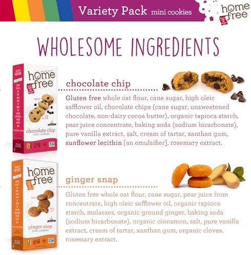 Homefree Treats — Vegan Cookies Variety Pack – Allergy Safe School Snacks – Peanut Free, Gluten Free, Egg Free, Dairy Free – Yummy Crunchy Cookie Assortment, Kosher Pareve (6 Count)