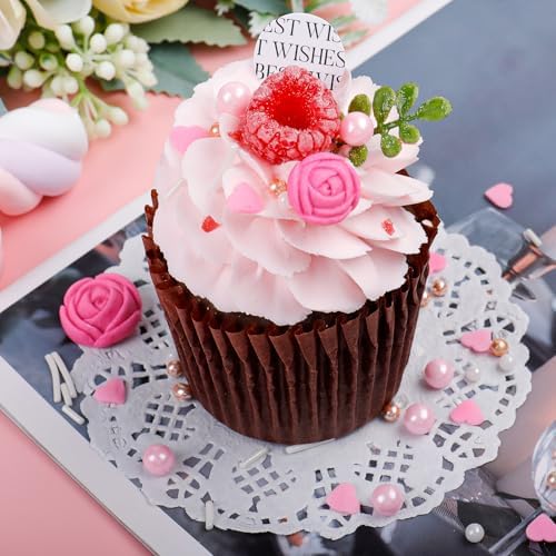 Spring Flower Sprinkles for Cake Decorating, 11.3oz Edible Red White Pink Sprinkles Mixed Pearls Heart Rose, 4 Jars Set Sugar Sprinkles for Valentines & Mothers Day Baking Cupcake Cookie