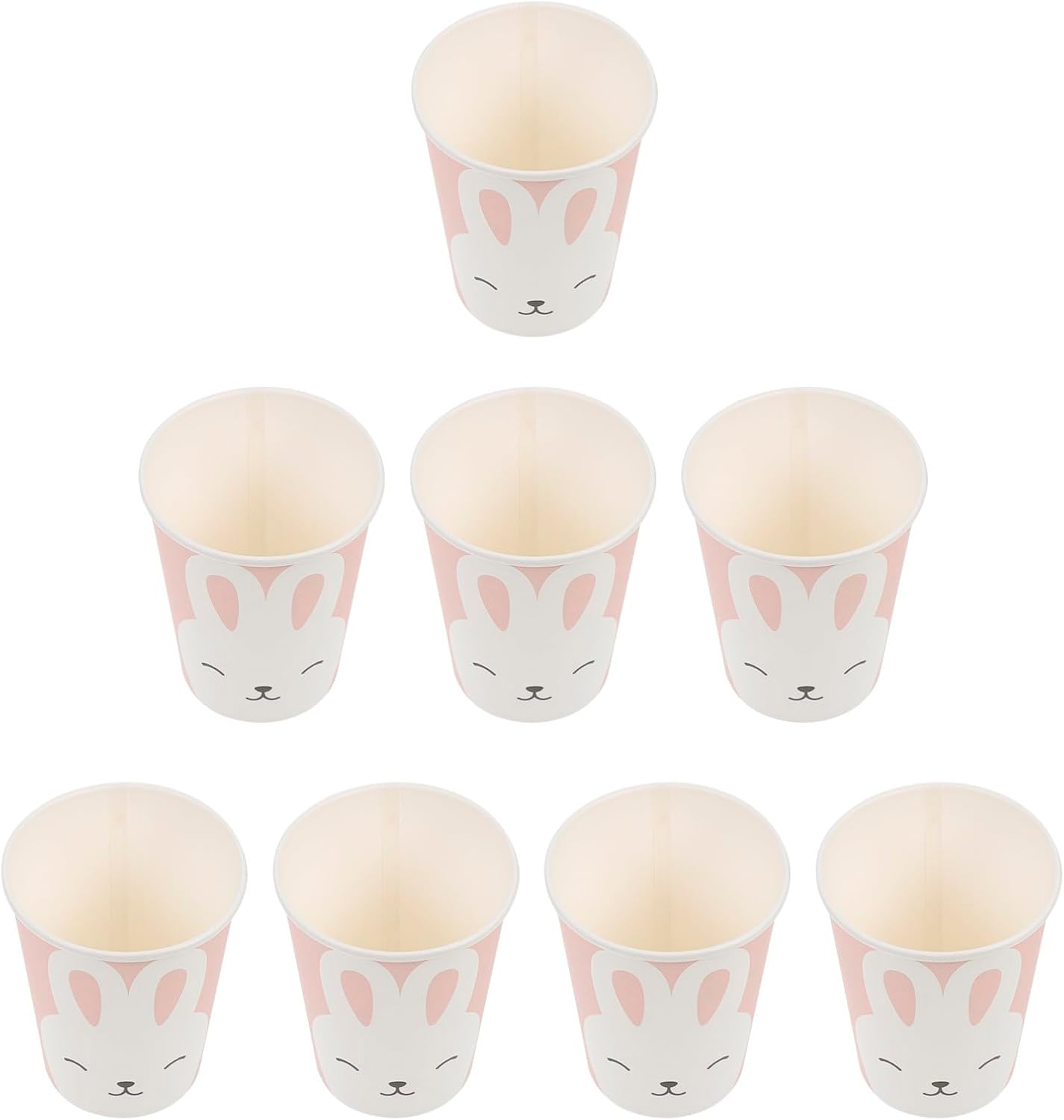NUOBESTY Party Paper Cups Disposable 9oz Rabbit Cartoon Paper Drinking Cups 8pcs Portable Picnic Festival Supplies for Outdoor Gatherings and Birthday Parties