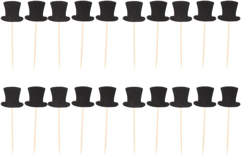 20pcs Paper Top Hats Cake Topper Cupcake Picks for Cake Decor Birthday Party Supplies