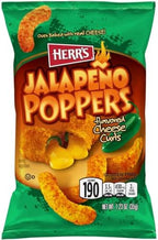 Herr's Jalapeño Poppers Flavored Cheese Curls - Made with Cheddar Cheese - 1.23 Ounce (Pack of 24) Great for Bold Flavor Fans