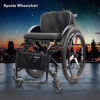 Sports All-Terrain Wheelchair, Folding, Aluminum Alloy, Black, Modern Style, 220Lbs Load Capacity