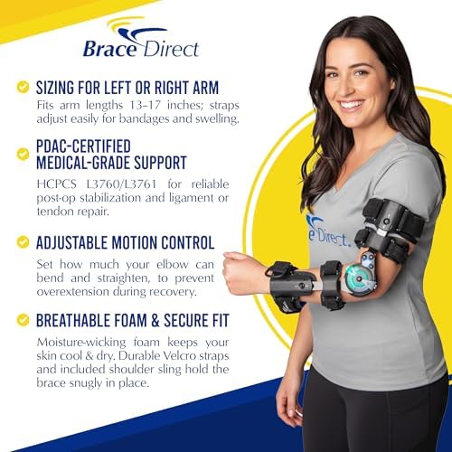 ROM Hinged Elbow Brace - Adjustable Range of Motion for Post-Op Recovery, Tendon & Ligament Repair, Fracture Support - PDAC L3760/L3761 (Right Arm)