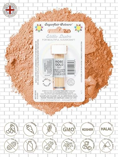 SugarFlair Edible ROSE GOLD Lustre Powder Food Colour for Cake Icing Decoration