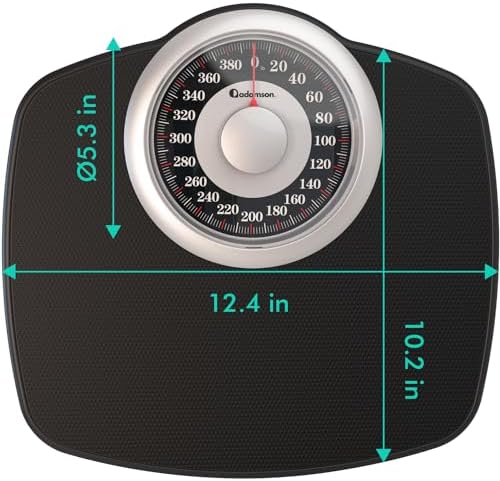 Adamson A25 Scales for Body Weight - Up to 400 LB - New Version - 5.3" Dial on 12.4" x 10.2" Platform - Anti-Skid Rubber Surface - High Precision Bathroom Scale Analog - Durable with 20-Year Assurance