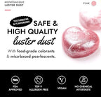 MONÉGASQUE Pink Edible Glitter for Drinks 15g – Pink Edible Glitter for Cakes – Luster Dust for Drinks, Food, & Cake Decorating – Cocktails & Easter Cake Decorations Spray – Cocktail Drink Shimmer