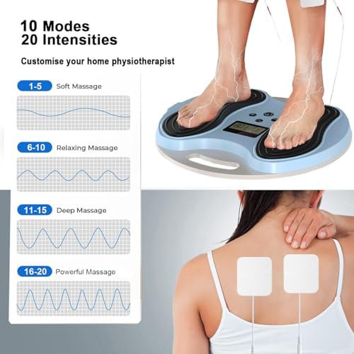 Foot Massager for Neuropathy(FSA&HSA Eligible), EMS & TENS Foot Circulation Stimulator, Neuropathy Pain Relief for Feet, Plantar Fasciitis Massager, Muscle Stimulator with 4 Body Pads