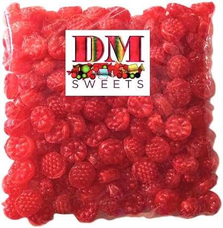Raspberry Candy - 2 lbs of Fresh Unwrapped Bulk Sweet Savory Hard Crunchy Fruit Drop Sucking Candy