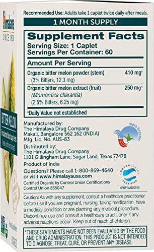 Himalaya Organic Bitter Melon - Herbal Glucose Metabolism Support - USDA Organic, Non-GMO, Vegan, Gluten Free, Additive Free, 660 mg, 60 Caplets