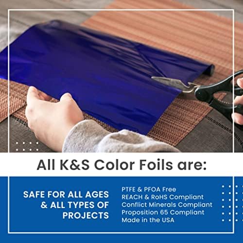 K&S Precision Metals Aluminum Crafting Foil, Two-Sided Blue/Silver, 6035 – 0.004" Thick (36 Ga) x 12" Wide x 24" Long (1 Roll) – DIY Crafts, Repairs, Home Décor, Made in USA