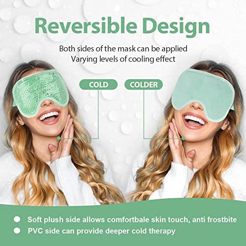NEWGO Cooling Eye Mask for Puffy Eyes, Cold Eye Mask Eye Ice Pack for After Eyes Surgery, Tension Stress Relief, Itchy Eyes, Headaches, Dark Circles - Blue (Green-2Pack)