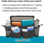 High Road Mobility Scooter Bag, Walker Caddy and Wheelchair Storage Bag - 8-Pocket Mobility Organizer with Bottle and Cup Holder for Wheelchairs, Walkers and Scooters