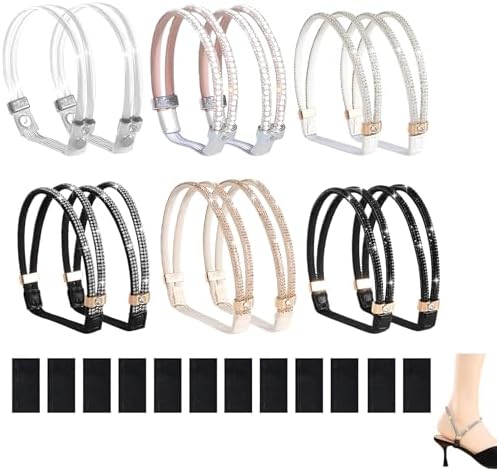 6 Pairs Shoe Straps for Heels, Adjustable Elastic Ankle Straps for High Heel Shoes and Sandals, Anti Loose Replacement Bands for Women, Secure Fit for Daily Wear, Office Weddings and Parties