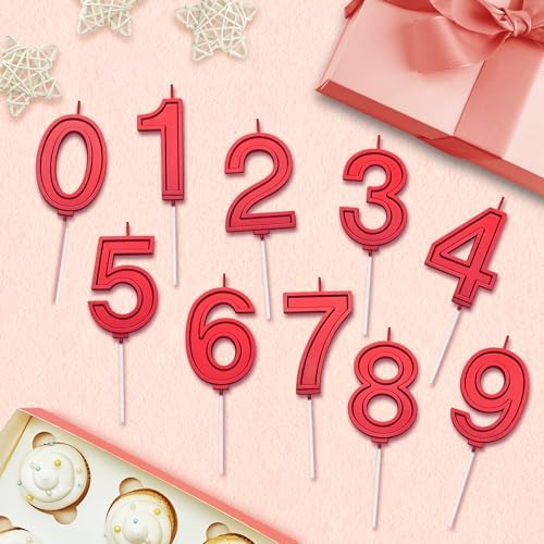 Red 3 Number Birthday Candles for Cake, 2.76 Inch Cake Topper Number 3 Candles for Wedding Anniversary Cake Decorations, Happy Birthday Party Decorations