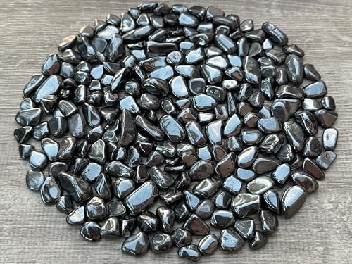 GAF TREASURES 2 oz Lot Hematite Natural Semi Tumbled Hematite Gemstone Chips, Hematite Crushed Mini Crystals, Undrilled Crystal Chips (Hematite Large)