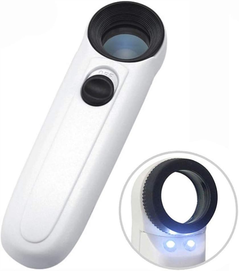40X Handheld Magnifier Magnifying Glass Loupe Lens for Reading Jewelry Watch Repair Tool with 2 LED Light