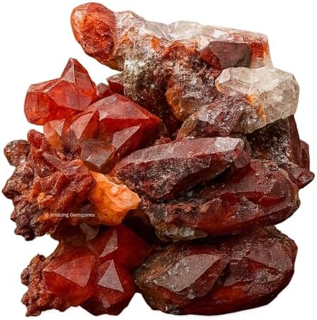 Amazing Gemstone Red Hematoid Quartz Crystals and Healing Stones Mineral Specimen - Premium Semi Precious Gem Stones for Spiritual Growth - Healing Crystals Geode Cluster Point for Meditation