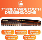 GENTS 7 Inch Tortoise Hair Combs Pack of 3 All Purpose Dressing, Styling & Detangling Combs for Barbers, Stylists & Everyday Hair Care for Men and Women Cellulose Acetate Peines Para Cabello