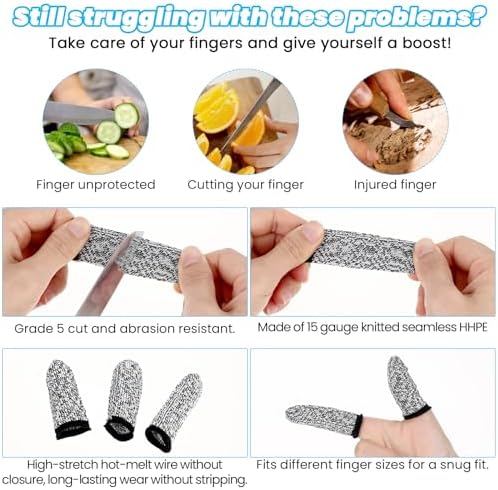 14 Pieces Finger Covers, Ymapinc Finger Sleeve Cots Protector for Finger Tips, Reusable Thumb Finger Protectors Cut Resistant Guards for Kitchen Sculpture Work