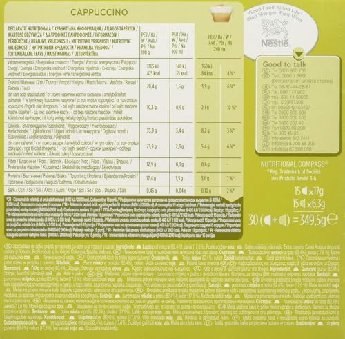 NESCAFE Dolce Gusto Cappuccino 30x Coffee Pods (Pack of 3, 45 Servings, Total 90 Pods)