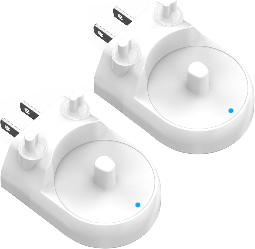 2-Pack Charger for Oral-B Electric Toothbrush, Compatible with Oral-B io4/io5/io6, Genius 8000/9000, Pro 1000/2000/3000/5000, 3709/3728/3756 | Direct Plug-in Waterproof Outlet Charger