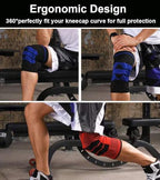 2 Pack Knee Sleeves for Men Women, Compression Knee Brace Knee Sleeve with Side Stabilizers & Patella Gel Pad, Knee Bands for Pain Relief Knee Braces for Knee Pain Knee Brace for Arthritis Pain and Support (Black, Medium)