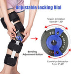 Hinged ROM Knee Brace Post Op Knee Support Adjustable Knee Immobilizer with Side Leg Stabilizers for Men and Women for Meniscus Tear, Arthritis, ACL, PCL, Osteoarthritis, Orthopedic Rehab (Black)