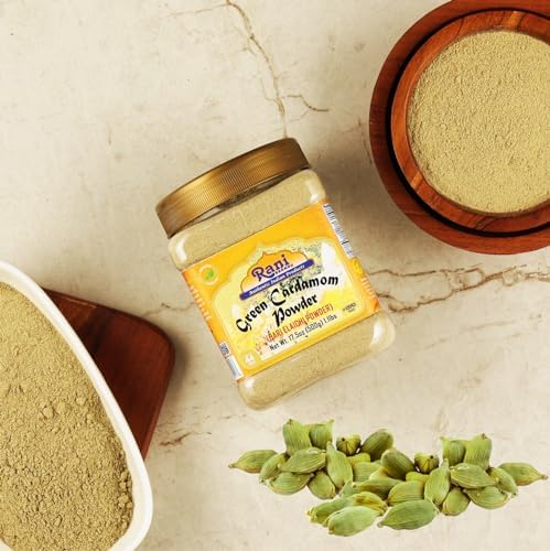 Rani Green Cardamom Pods Powder, Ground with Green Husks (Hari Elachi) 17.5oz (1.1lbs) 500g PET Jar ~ All Natural | Vegan | Gluten Friendly | NON-GMO | Kosher | Product of India