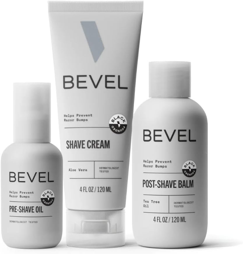 Bevel Shaving Kit for Men - Includes Pre Shave Oil, Shaving Cream, and After Shave Balm, Helps Reduce Skin Irritation and Prevent Razor Bumps