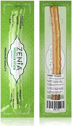 Zenia Sewak Natural Miswak Toothbrush - Vacuum Sealed Natural Flavor Traditional Peelu Toothbrush Stick - for Healthy Gums, Teeth, and Fresher Breath (Pack of 12)