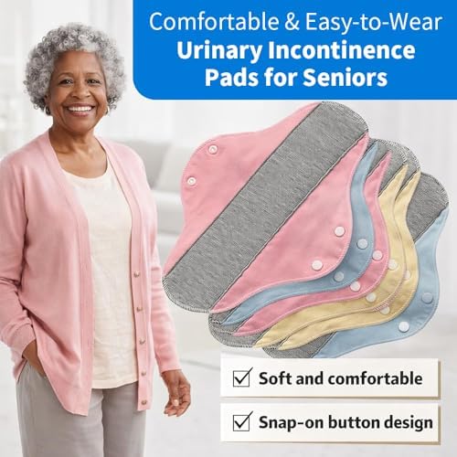 6-Pack Reusable Incontinence Pads, Leak-Proof Waterproof Menstrual Pads, Washable Incontinence Pads with Graphene Aseptic Technology for Elderly Care & Mobility Support, Feel Dry, Comfortable