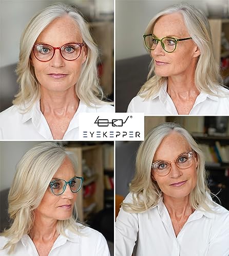 Eyekepper 4 Pack Ladies Reading Glasses - Oversize Round Stylish Readers for Women Reading +2.75