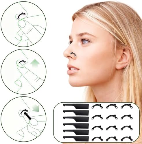 6Pairs Nose Lifter, Nose Shaper, Noses Up Lifting Shaping Clip, Noses Job Insert for Rhinoplasty Shaping, No Pain Invisible Shaper Tool Straightening Beauty Kit Women Men (Black)