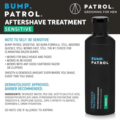 Bump Patrol Sensitive Strength Aftershave Treatment Serum – Razor Bump Stopper and Ingrown Hair Treatment for Men and Women, Alcohol Free Ingrown Hair Serum for Sensitive Skin 2 oz (Pack of 1)