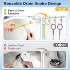 Drainsoon 35-Inch Metal Drain Snake Hair Clog Remover, Reusable Sink Snake Drain Hair Remover Tool, Flexible Break-Resistant Plumbing Snake Drain Cleaner for Shower, Bathtub, and Kitchen Sink (5 Pack)