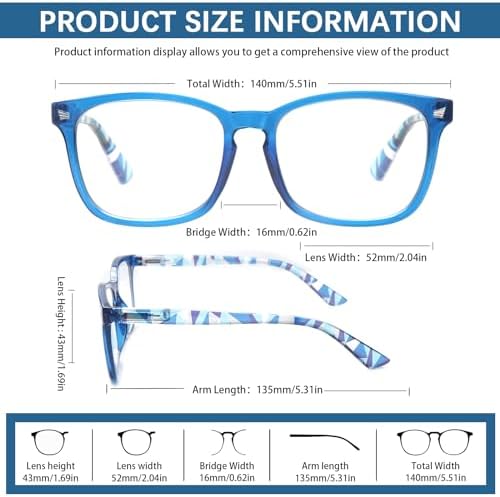 Progressive Multifocus Reading Glasses for Men and Women 4 Pack Computer Blue Light Blocking Multifocus Readers (4 Mix, 1.25, Diopters)
