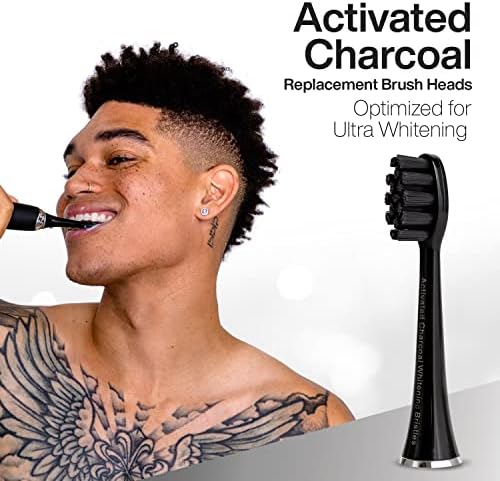 AquaSonic Genuine Standard Replacement Brush Heads | for Normal & Sensitive Teeth | Compatible with Many AquaSonic Toothbrush Handles (2 Pack Black)