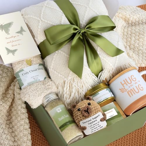 Sympathy Gift Baskets for Loss of Loved One - Bereavement Grief Condolences Gifts for Loss of Mother Father Husband - Miscarriage Care Package for Women Hug in a Box Memorial Gifts for Loss of Mom Dad