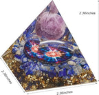 New Inspirational Crystal Pyramid Orgone Pyramids Flower of Life Aquamarine Energy Pyramid Generator for Protection Meditation Orgonite Pyramids (Purple-Blue)