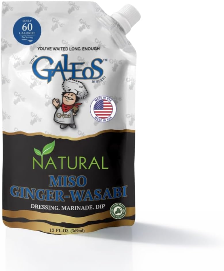 Galeos Miso Ginger Wasabi Salad Dressing | Lower Calorie, Dairy Free, Egg Free, Gluten-Free, No Saturated Fat | Healthier Dressing, Marinade & Dipping Sauce | Made in California - 13 fl oz - 1 Pack