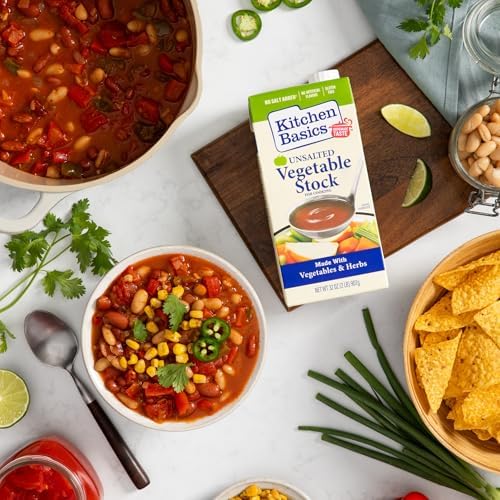 Kitchen Basics Unsalted Vegetable Stock, 32 oz (Pack of 12) For Delicious Dishes and Enhanced Flavors, Great for Vegetarian Recipes