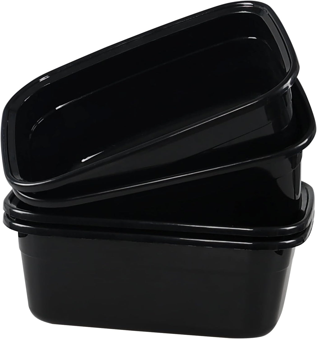 Rosebloom 14 Quart Rectangle Plastic Washing Basins, Plastic Dish Pans, Black, 4 Packs