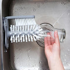 1-Pack Dual-Head Glass Cup Washer – Single 2-in-1 Sink Brush with Suction Base & Detachable Handle for Mugs, Glasses & Bottles